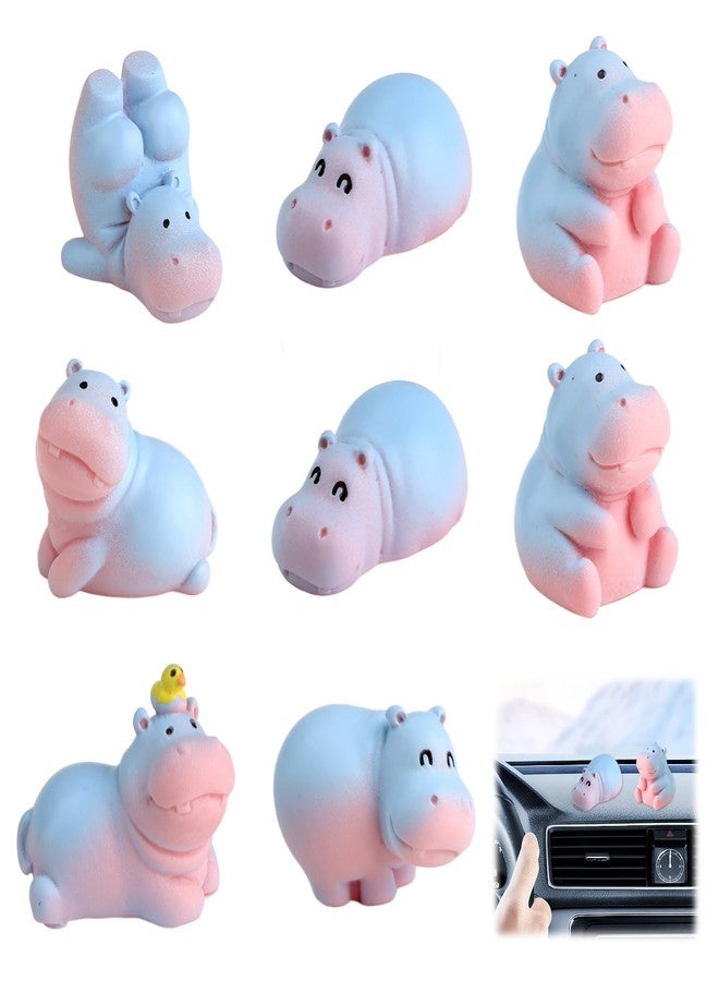 Nextpal 8 Pcs Mini Hippopotamus Figurines, Cute Hippo Decor for Car Dashboard and Desk, Small Animal Ornaments for Home Office Fairy Garden, Unique Hippopotamus Themed Decoration Set - Image 1